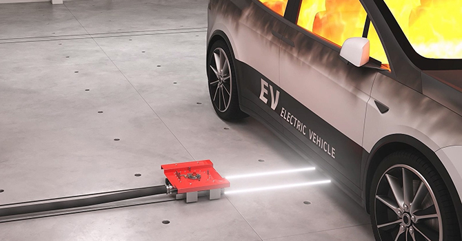 DL E&C developed the world’s first ‘electric vehicle fire suppression system for buildings’.