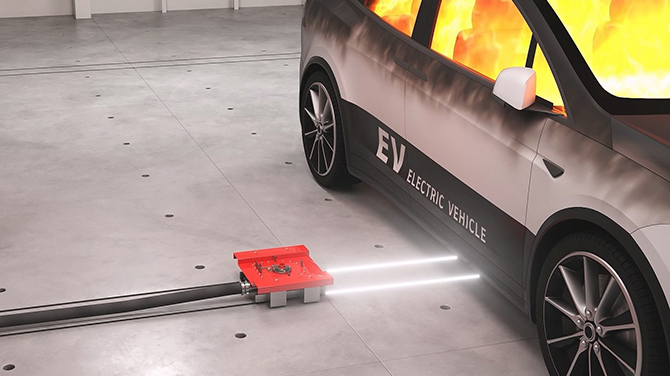 DL E&C developed the world’s first ‘electric vehicle fire suppression system for buildings’.